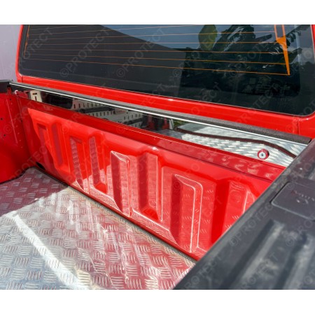 Chrome protection bar for front edge of Ford Ranger bed