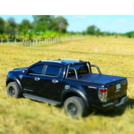 PROTECT foldable aluminium load compartment cover with roll bar for Ford Ranger double cabin Bj.